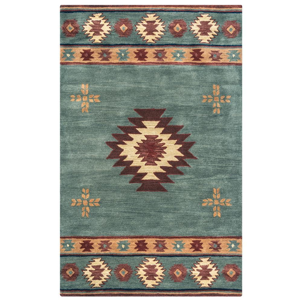 Ryder Green/Burgundy 8 ft. x 10 ft. Native American/Tribal Area Rug