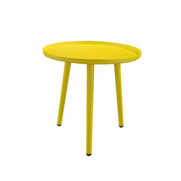 Unbranded Yellow Rust-Resistant 3 Legged Aluminum Outdoor Coffee Table End Table for Living Room Bedroom Patio Garden