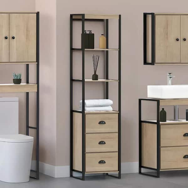 Karyl 17 in. W x 11.8 in. D x 65 in. H Brown Linen Cabinet