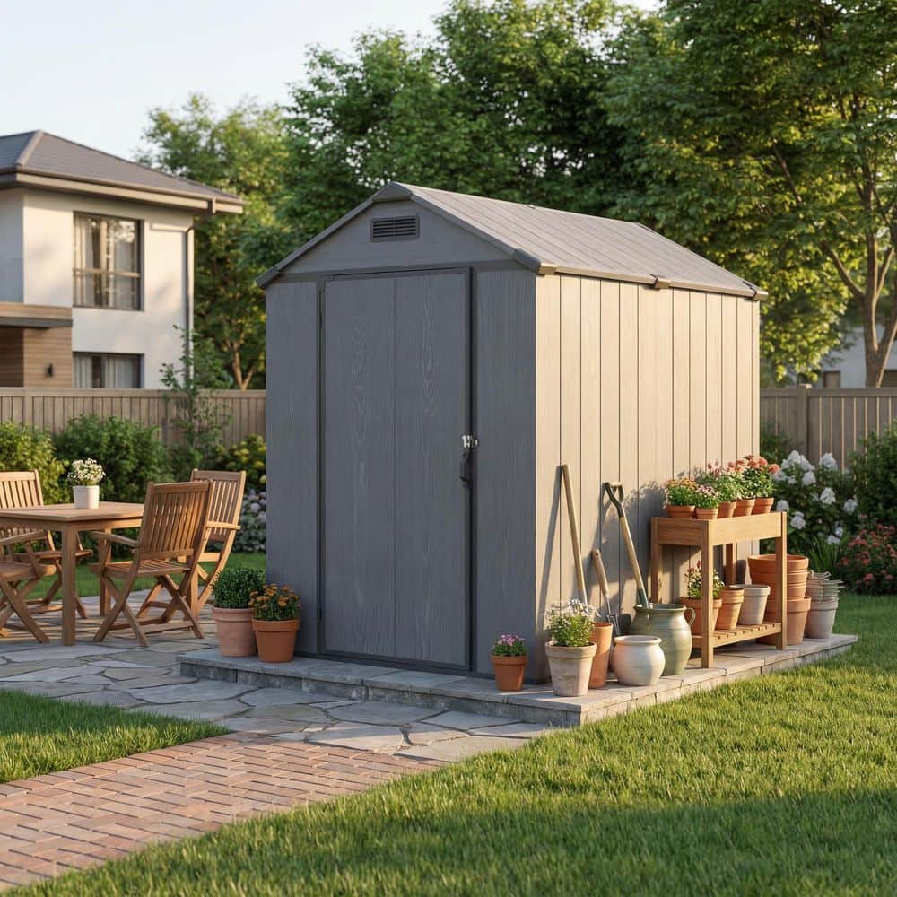Patiowell 4 ft. W x 6 ft. D Plastic Outdoor Storage Resin Shed