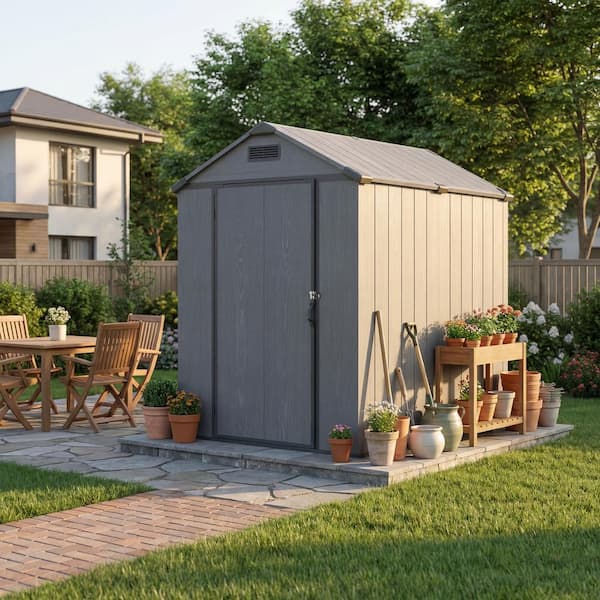 Patiowell 4 ft. W x 6 ft. D Plastic Outdoor Storage Resin Shed