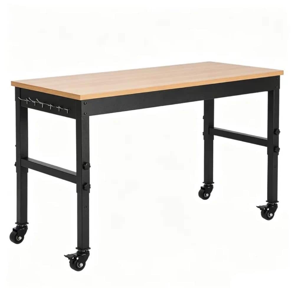 "60""x24"" Heavy Duty Workbench with Solid Wood Top & Rolling Wheels, 2200 Lbs Load Capacity, 29.5""-37"" Adjustable Height" price history on PriceWatchPro