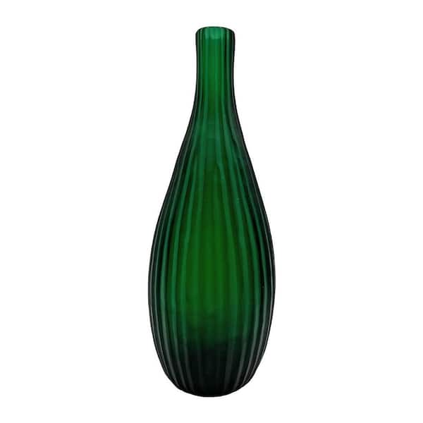 10 in. Decorative Green Bottle Glass Bottle Vase
