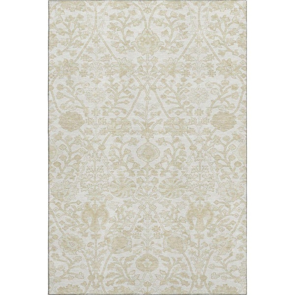 Mayfield Premium Machine Washable Abstract AMF1973 Ivory 3 ft. x 4 ft. Area Rug