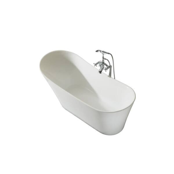 ARIEL - 67 in. Acrylic Right Drain Oval Flat Bottom Freestanding Bathtub in White