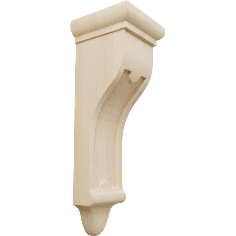 Unfinished Rubberwood Traditional 4" x 4" x 12" Corbel