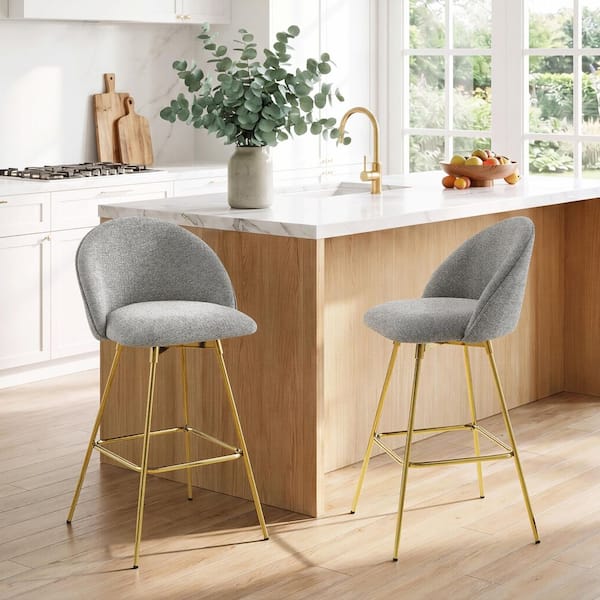 Art Leon ECLAT 26.97 in. Seat Height Dark Gray Fabric Swivel Bar