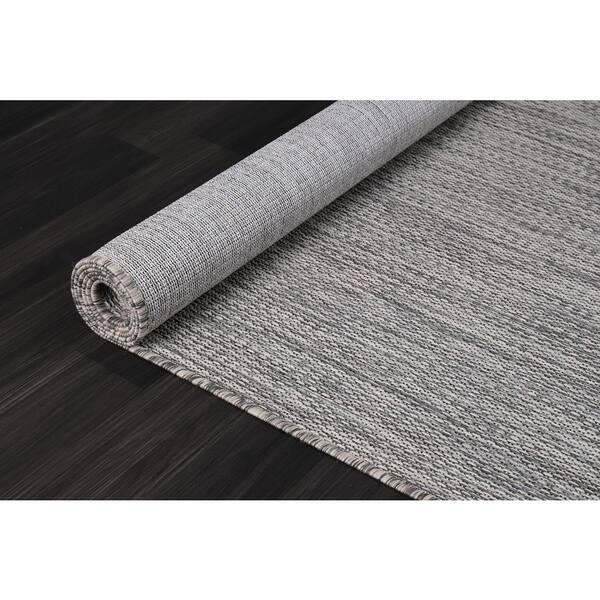 6 x 9 Silver Pebble Aloha Washable Bordered Indoor Outdoor Area Rug