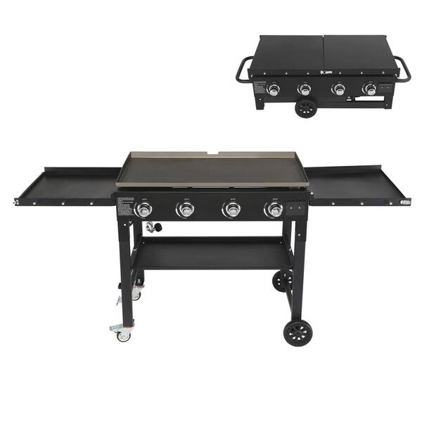 Winado Foldable Gas Griddle Cooking Station 4-Burner Gas Grill in Black