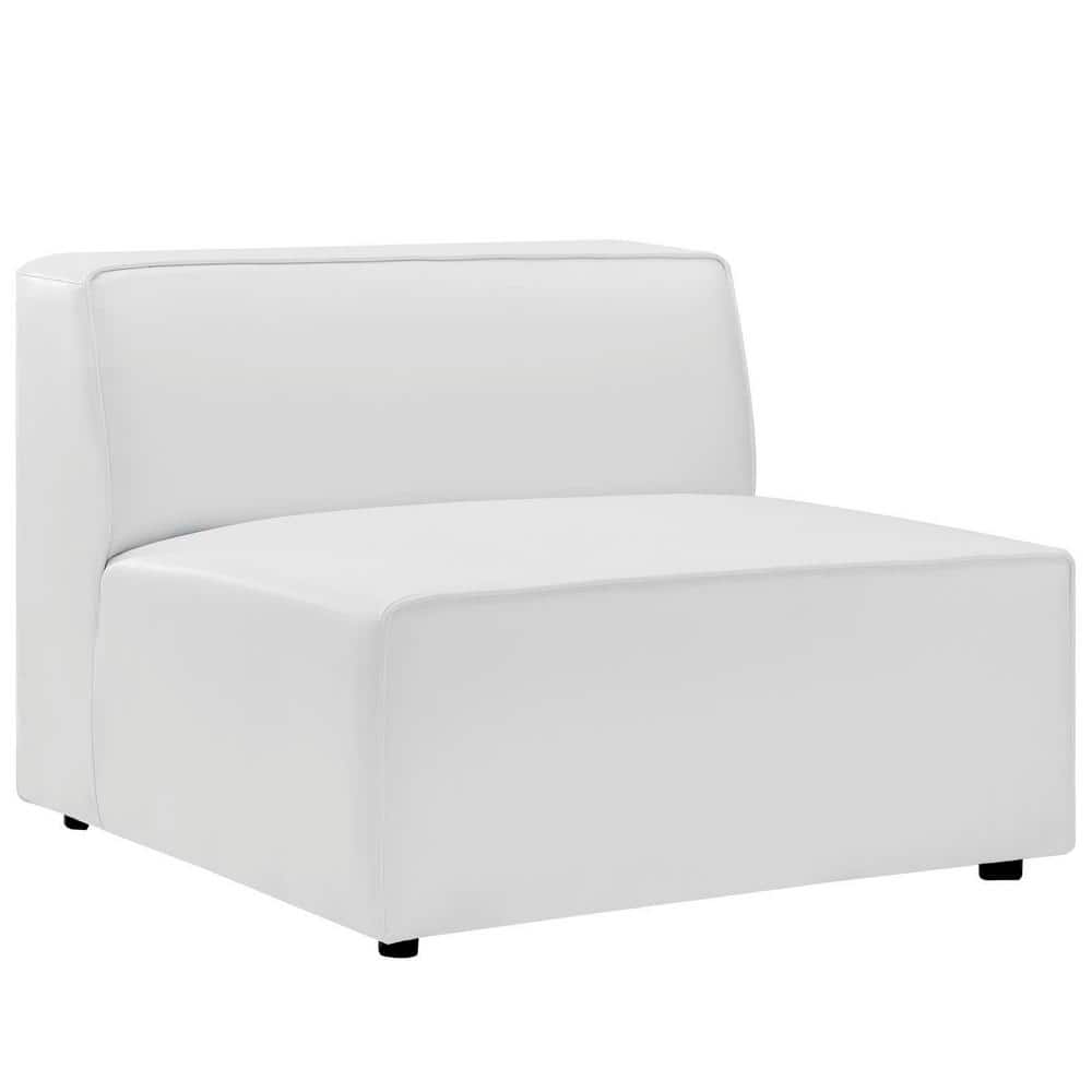 Mingle White Vegan Leather Armless Chair with Plastic Legs