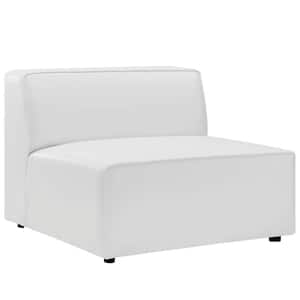 Mingle 34.5 in. White Faux Leather 1-Seat Armless Chair Sofa