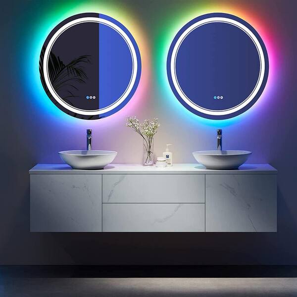 Bathroom LED Vanity Mirror Dimmable Anti-fog Smart RGB Backlit + Front  Light US