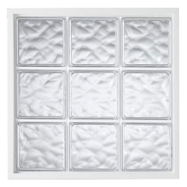 58 in. x 58 in. Acrylic Block Fixed White Vinyl New Construction Picture Window-Wave Block