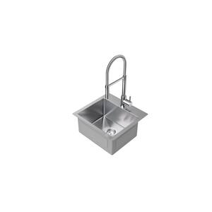 Chrome Stainless Steel 19 in. Single Bowl Drop-In/Overmount Kitchen Sink with Flex Pull Down Faucet