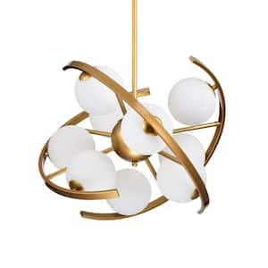 Melita 19 in. 9-Light Indoor Matte Gold Finish Chandelier with Light Kit