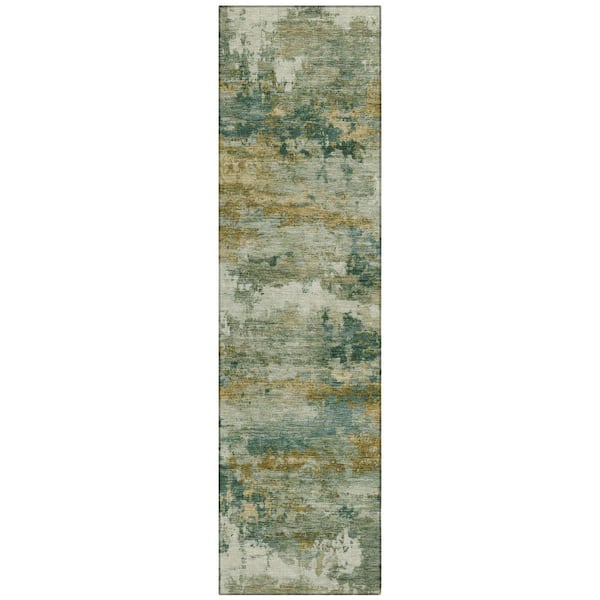 Chantille Machine Washable Indoor/Outdoor Abstract ACN2810 Aloe 2 ft. x 7 ft. Runner Rug