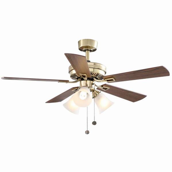 Hampton Bay Sinclair 44 in. Indoor Flemish Brass Ceiling Fan with Light Kit