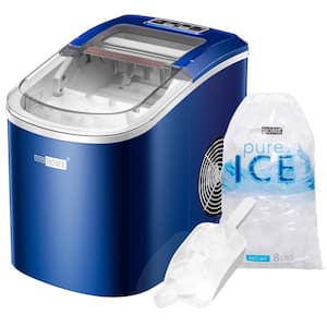 9.5in. 27lb./Day Electric Portable Ice Maker with Hand Scoop and Self Cleaning Function in Navy Blue