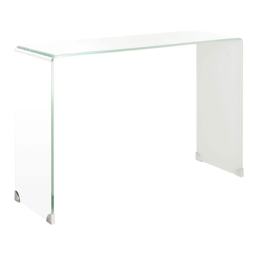Transitional Clear to White Ombre Glass Console Table