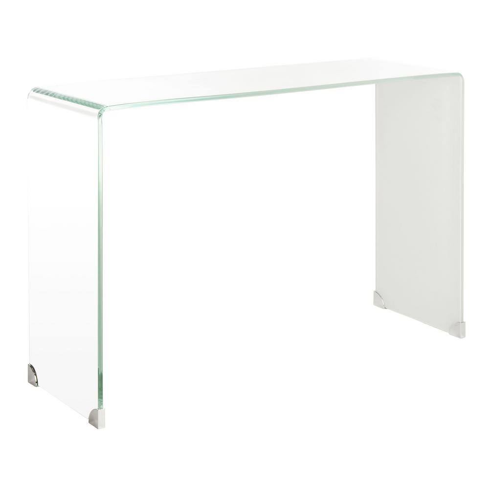 Transitional Clear to White Ombre Glass Console Table