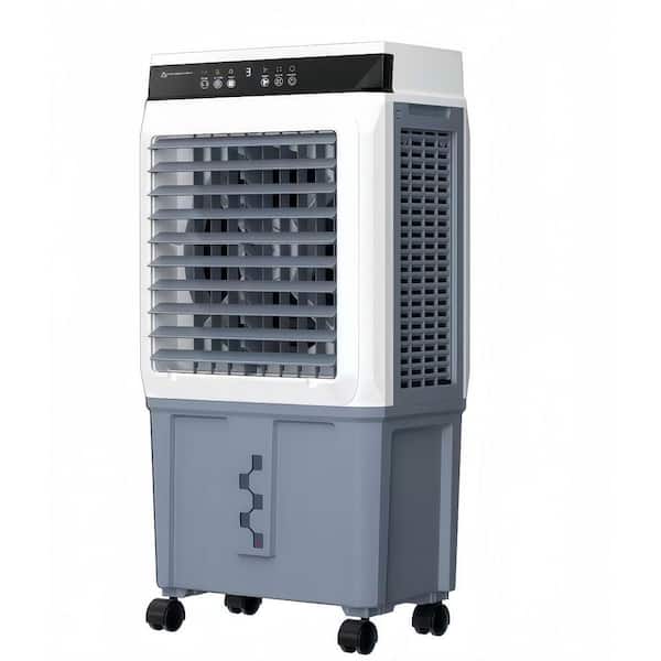 3500 CFM Portable Air Cooler (Evaporative)-11 Gal Tank, 4 Ice Packs, Remote, 120° Oscillation, 1000 sq. ft. Gray