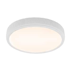 20.47 in. White Modern Round Flush Mount Ceiling Light with Acrylic Shade and Integrated LED for Bedroom Living Room