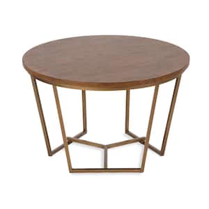 Solvay Walnut Brown 18 in. Round Wood Coffee Table