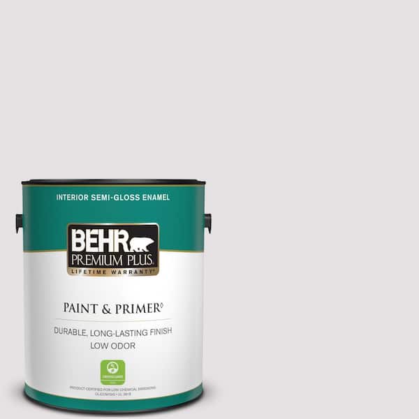 BEHR PREMIUM PLUS 1 gal. #PR-W02 Early Crocus Semi-Gloss Enamel Low Odor Interior Paint & Primer
