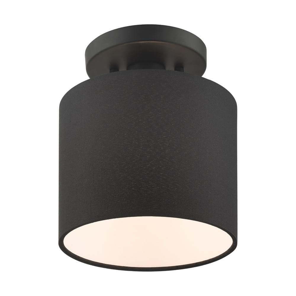 Bainbridge Modern White Drum LED Semi-Flush Mount Light