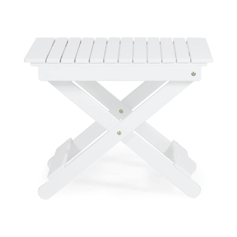 White Folding Wood Outdoor Patio Side Table