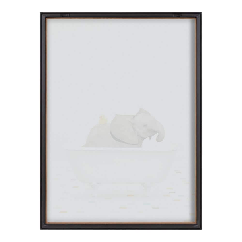 Baby Elephant Bath Time with Rubber Ducky Framed Art