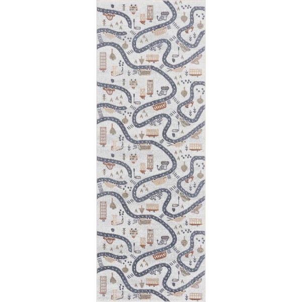 Mave 3 ft. X 10 ft. Cream, Antrasit Area Rug