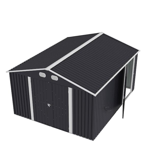Drak Gray 10 ft. W x 12 ft. D Metal Shed Outdoor Storage Sheds with Lockable Door (120 sq. ft.)
