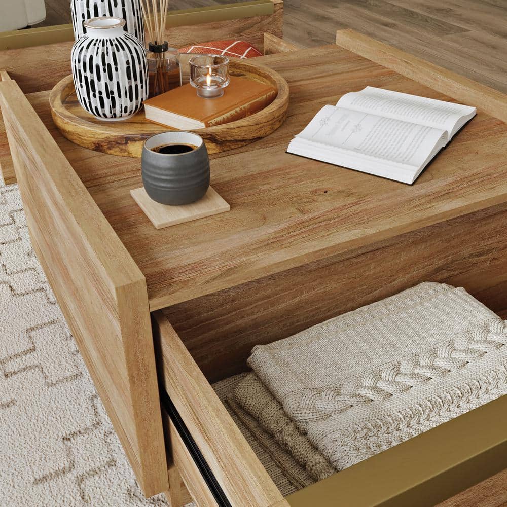 Sindoori Mango Modern Square Coffee Table with Storage