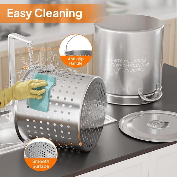Karl home 36 qt. Stainless Steel Stock Pot with Strainer Basket