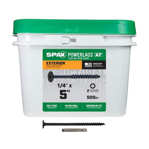 1/4 in. x 5 in. Black Powerlags XF Exterior T40 T-Star Pancake Head Structural Wood Lag Screws (500 Pieces)