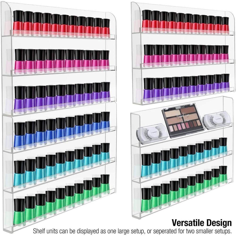 Clear Acrylic 6-Tier Nail Polish Wall Rack Display