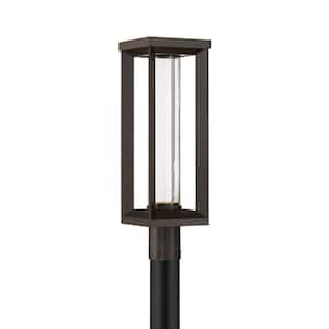 Shore Pointe 1-Light Oil Rubbed Bronze Aluminum Hardwired Outdoor Weather Resistant Post Light with Integrated LED