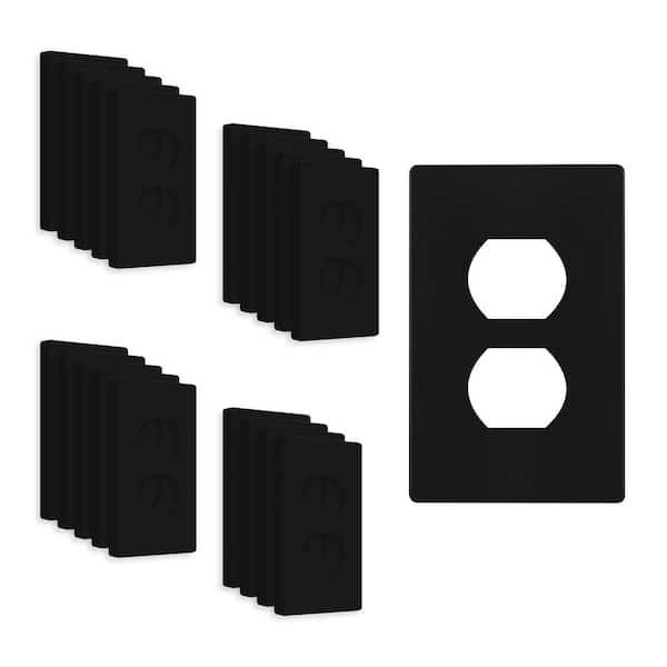 ENERLITES 1-Gang Black Duplex Outlet Plastic Screwless Wall Plate (20-Pack)