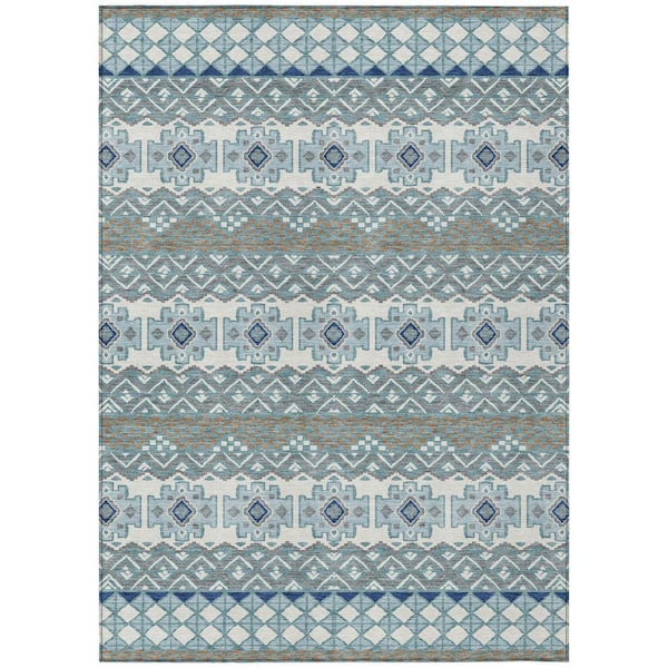 Chantille Machine Washable Indoor/Outdoor Abstract ACN2760 Teal 5 ft. x 7 ft. 6 in. Area Rug