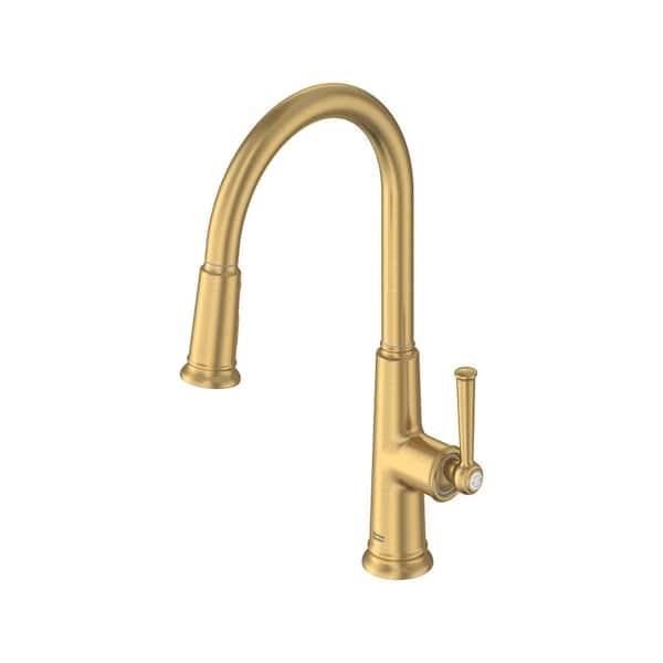 Highgrove 17 in. Single Handle Pull Down Sprayer Kitchen Faucet with 360° Spout in Brushed Cool Sunrise