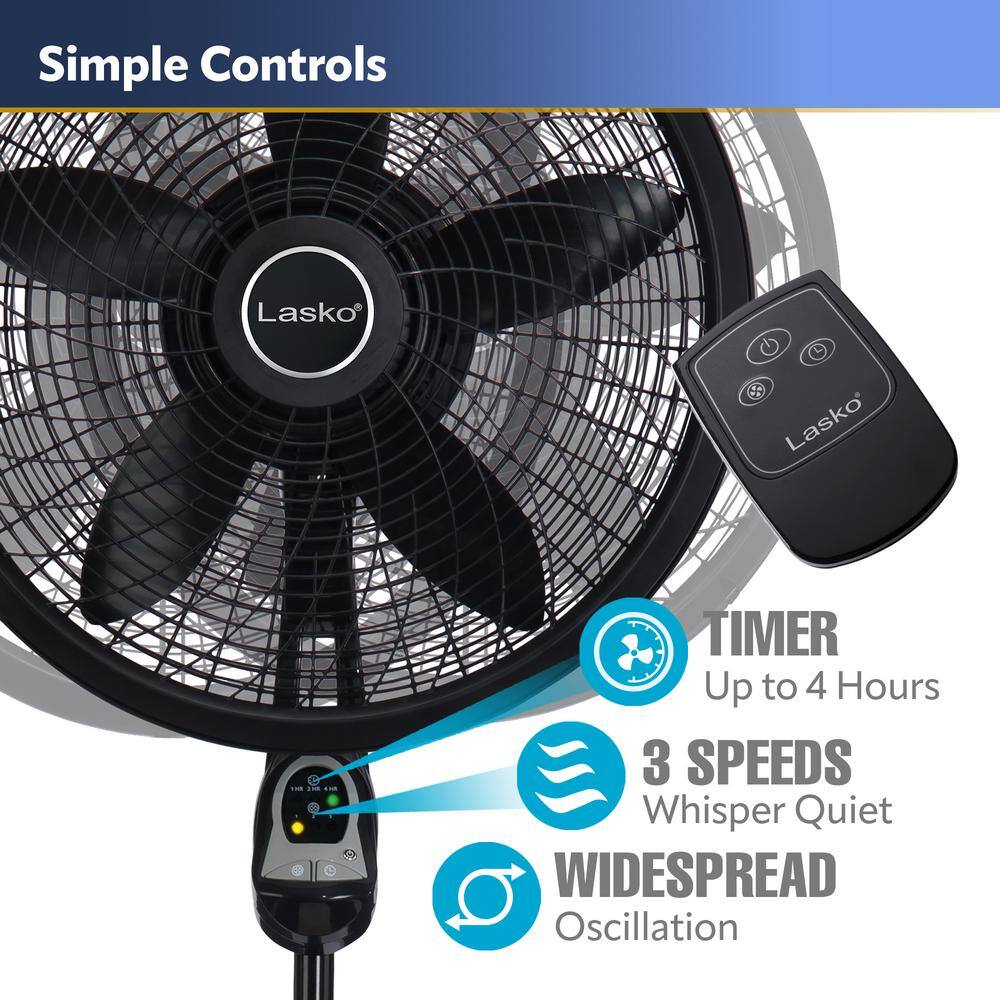 Black 54" Adjustable Height Oscillating Pedestal Fan with Remote