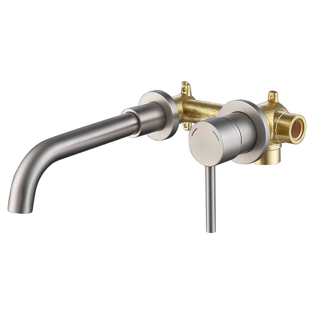 Modern Single Handle 2 Hole Wall Mounted Bathroom Faucet with 360 Degree Swivel Spout in Brushed Nickel price history on PriceWatchPro