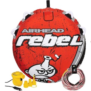 Rebel 54 in. 1-Person Durable Red Towable Tube Kit with Rope and 12-Volt Pump