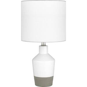 Hampton Bay 15.125 in. Textured Ivory Ceramic Table Lamp with White ...