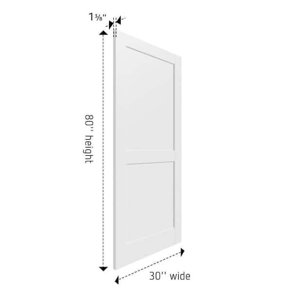 SOCBAZZAR 30 in. x 80 in. 2-Panel Shaker Solid Core White Primed