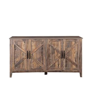 Espresso Freestanding Accent Storage Cabinet Sideboard with 4-Doors and Shelves