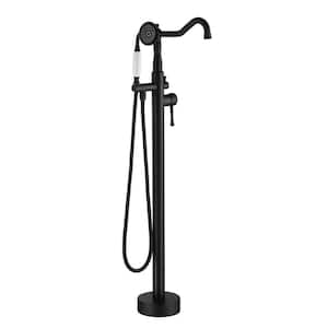 Classical Freestanding Bathtub Faucet with Hand Shower Hand in Matte Black