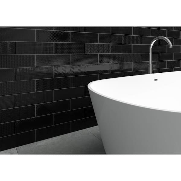 Citylights Ink 3D 4 in. x 12 in. Glossy Ceramic Wall Subway Wall Tile (9.69 sq. ft./Case)