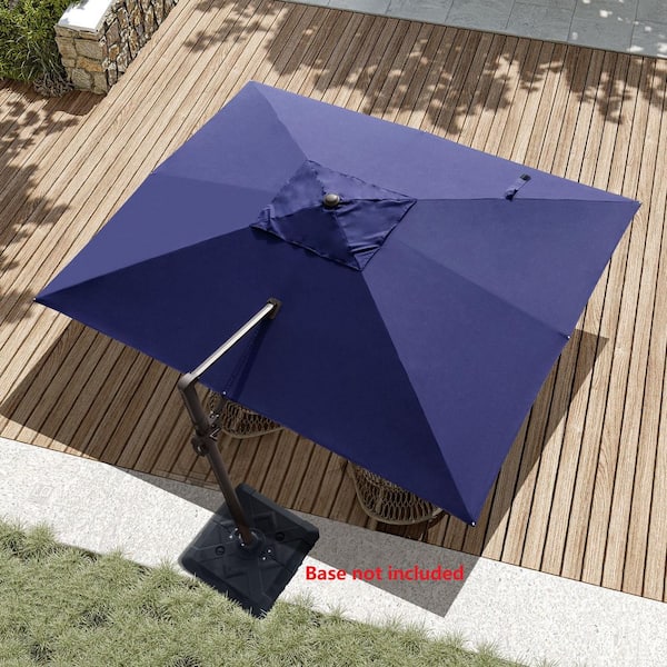Pellebant 9 ft. x 10.5 ft. Rectangular Outdoor Aluminum Offset Cantilever 360° Rotation Patio Umbrella in Navy Blue with No Base